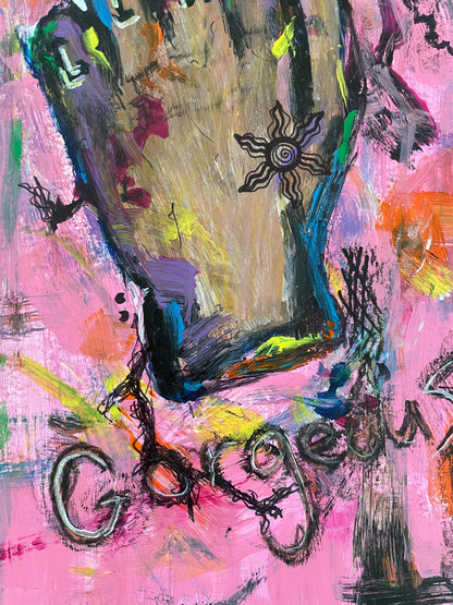 close up of pink art 'lady like' acrylic paint